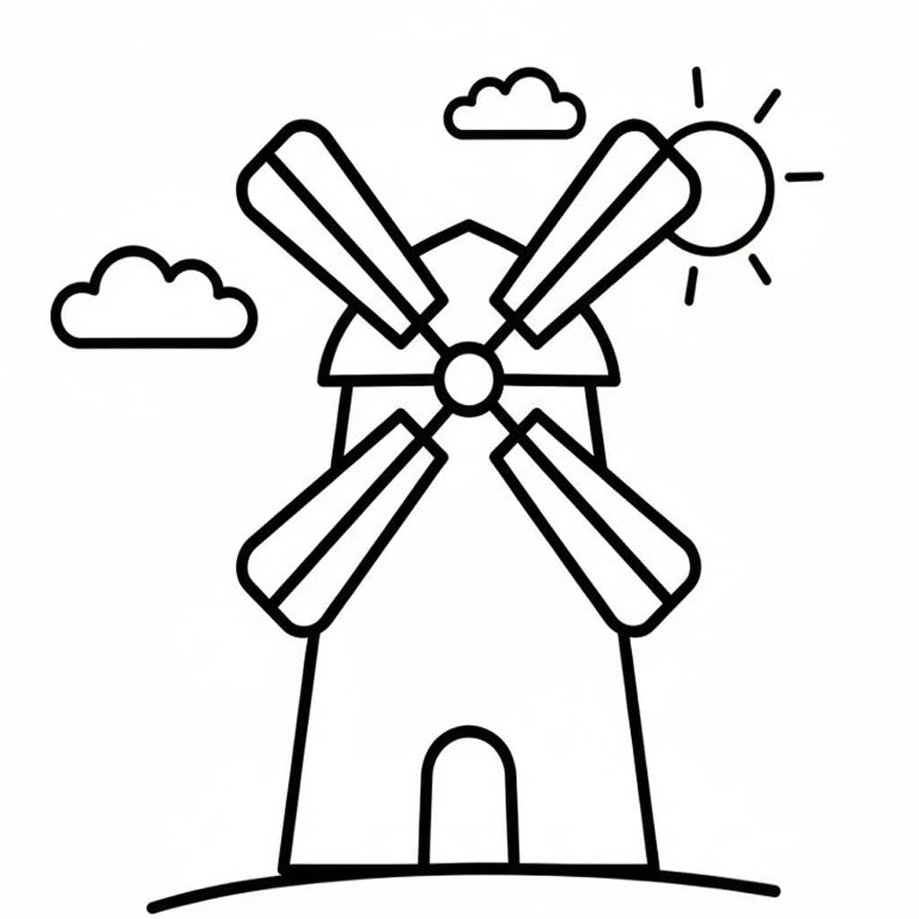 Görüntü Yel Değirmeni ücretsiz Boyama Sayfası