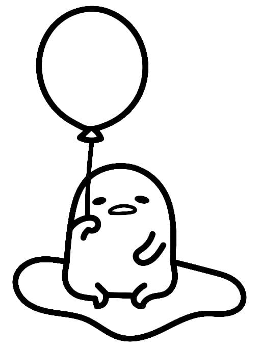 Gudetama ve Balonu çiz Boyama Sayfası