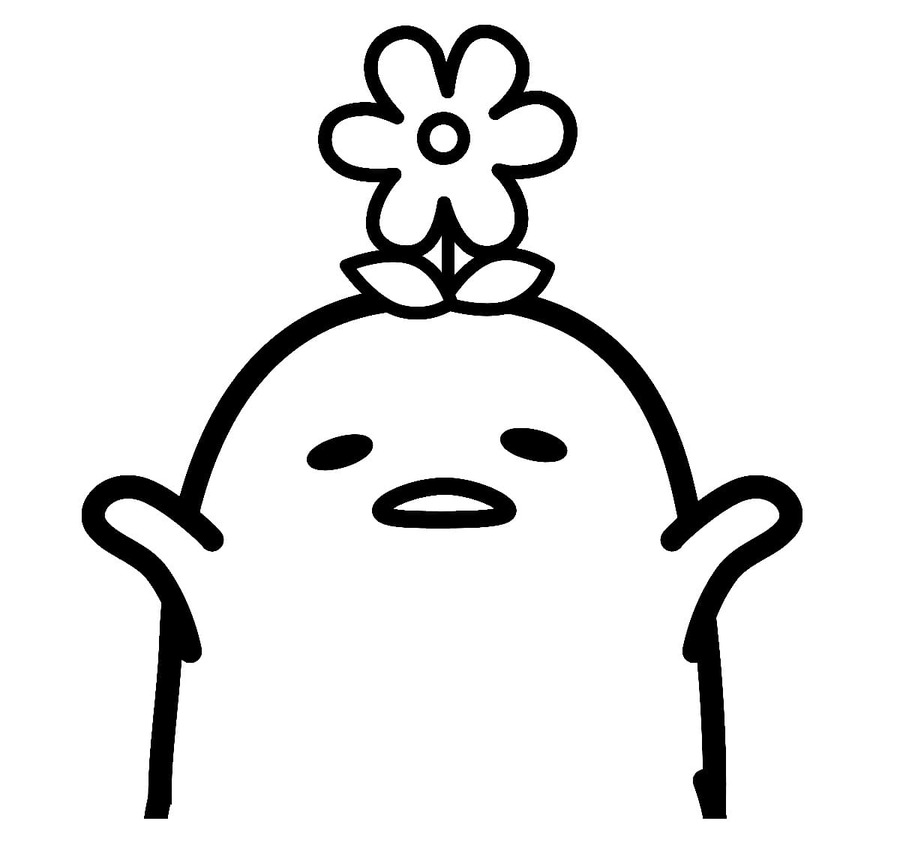 Gudetama ve Çiçek'i çizin Boyama Sayfası