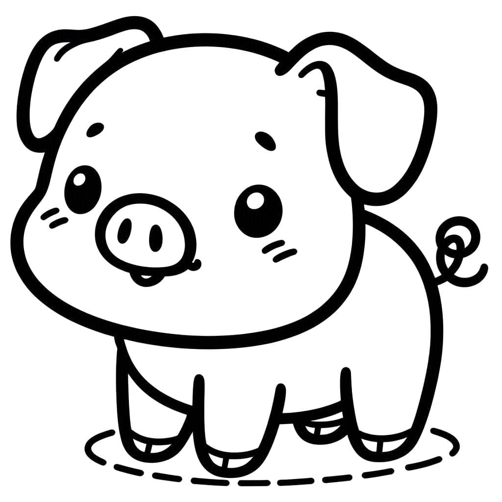 Gülümseyen Domuz çizimi Boyama Sayfası