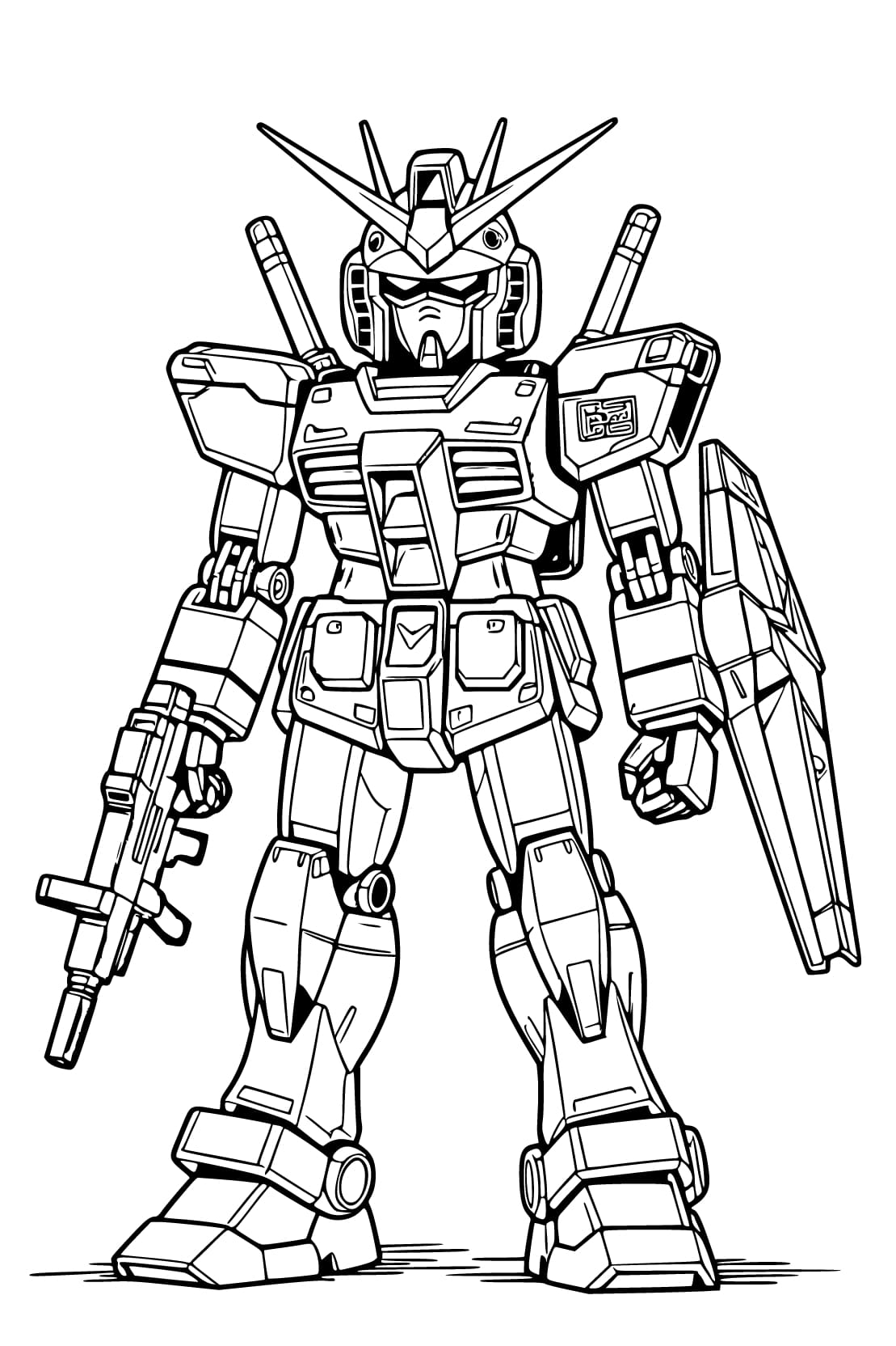 Gundam çocuklar için Ücretsiz Yazdırılabilir Boyama Sayfası