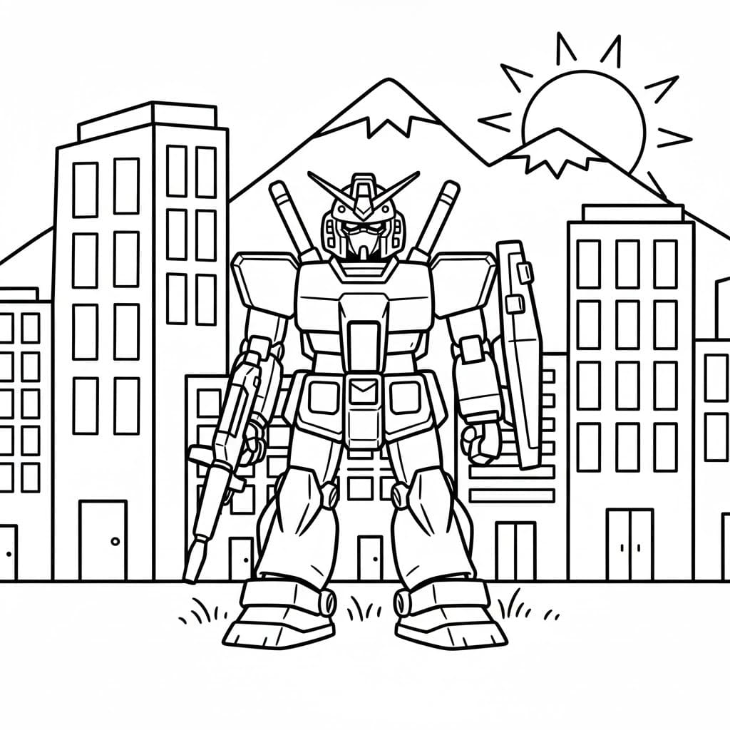 Gundam çocuklar için Ücretsiz Boyama Sayfası