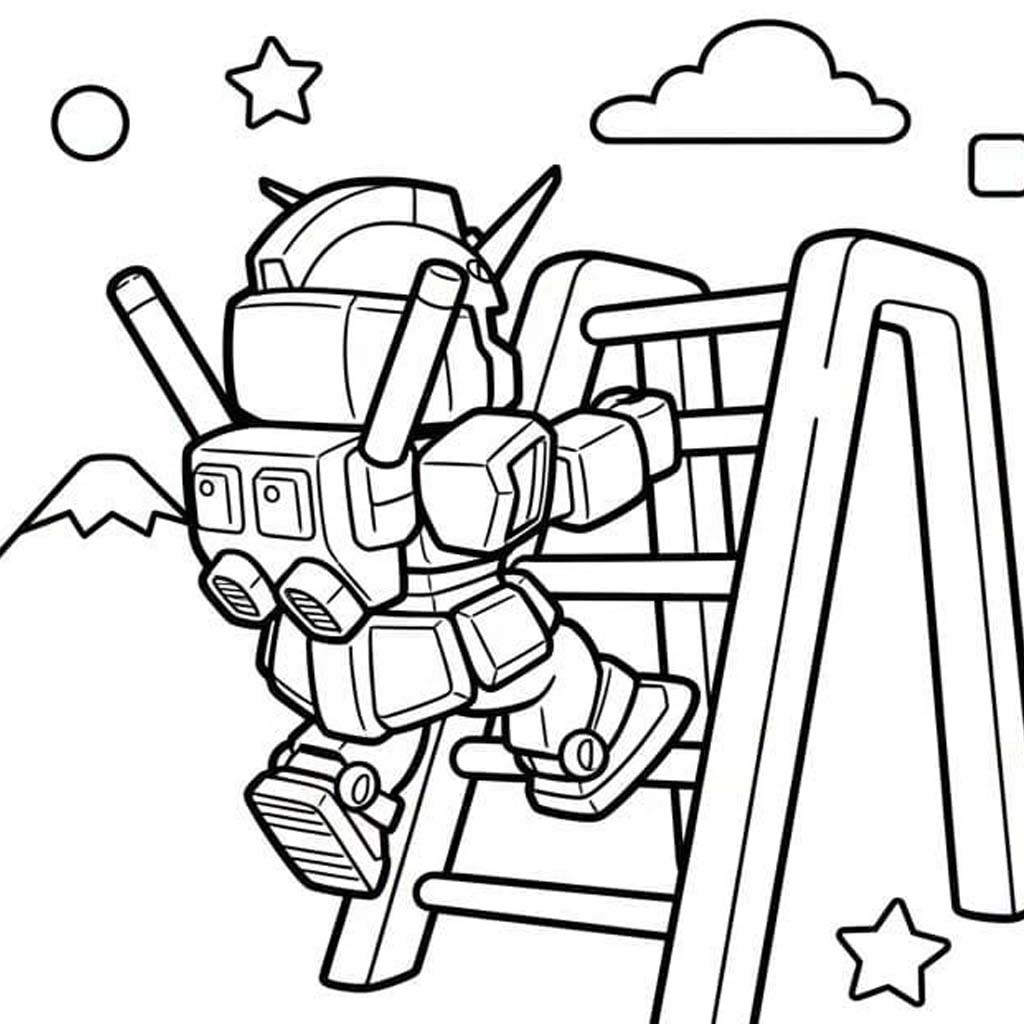 Gundam çocuklar için temel Boyama Sayfası