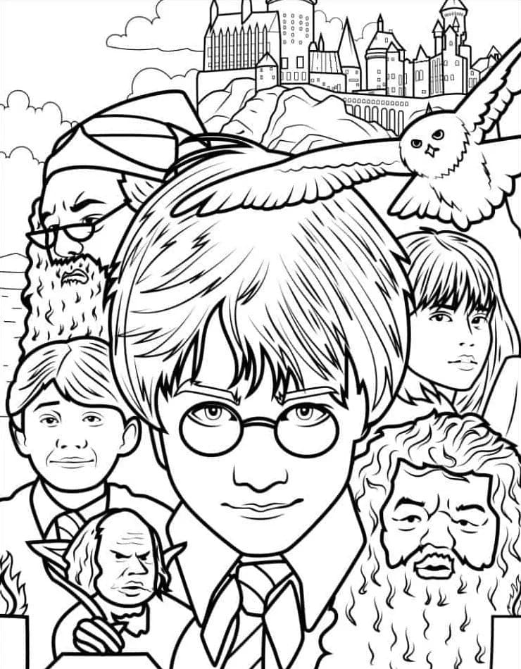Harry Potter'ı kolay çiz Boyama Sayfası