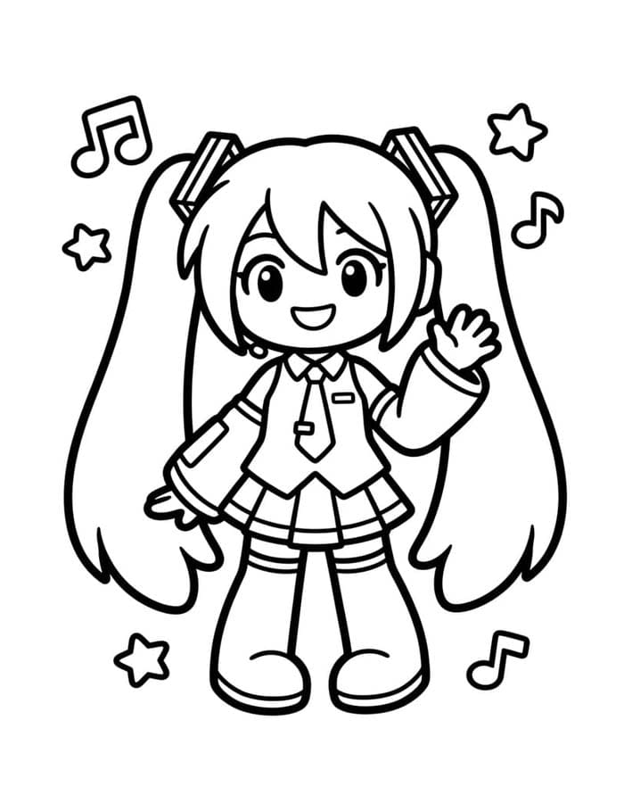 Hatsune Miku Kolay Boyama Sayfası