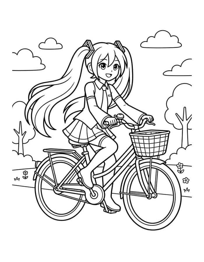 Hatsune Miku ücretsiz yazdırılabilir Boyama Sayfası