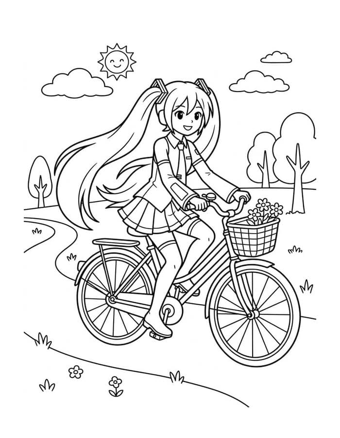 Hatsune Miku ücretsiz Boyama Sayfası