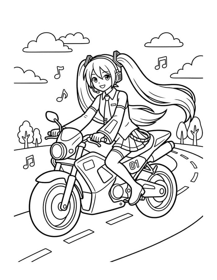 Hatsune Miku yazdırılabilir Boyama Sayfası
