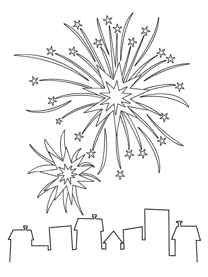 Havai Fişekler çocuklar için basit Boyama Sayfası