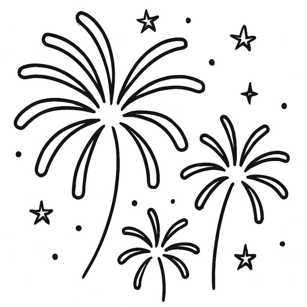 Havai Fişekler çocuklar için temel Boyama Sayfası