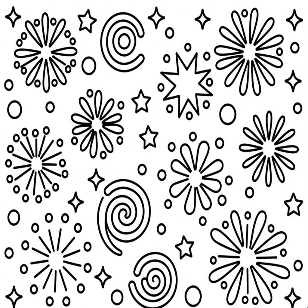 Havai Fişekler çocuklar için ücretsiz yazdırılabilir Boyama Sayfası