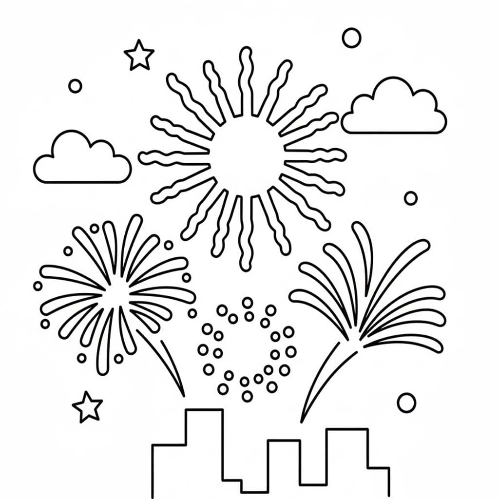 Havai Fişekler çocuklar için Boyama Sayfası