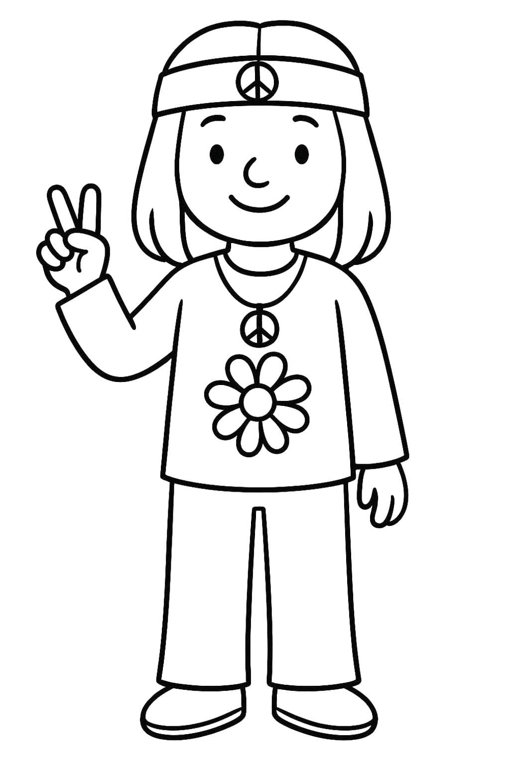 Hippi ücretsiz yazdırılabilir Boyama Sayfası