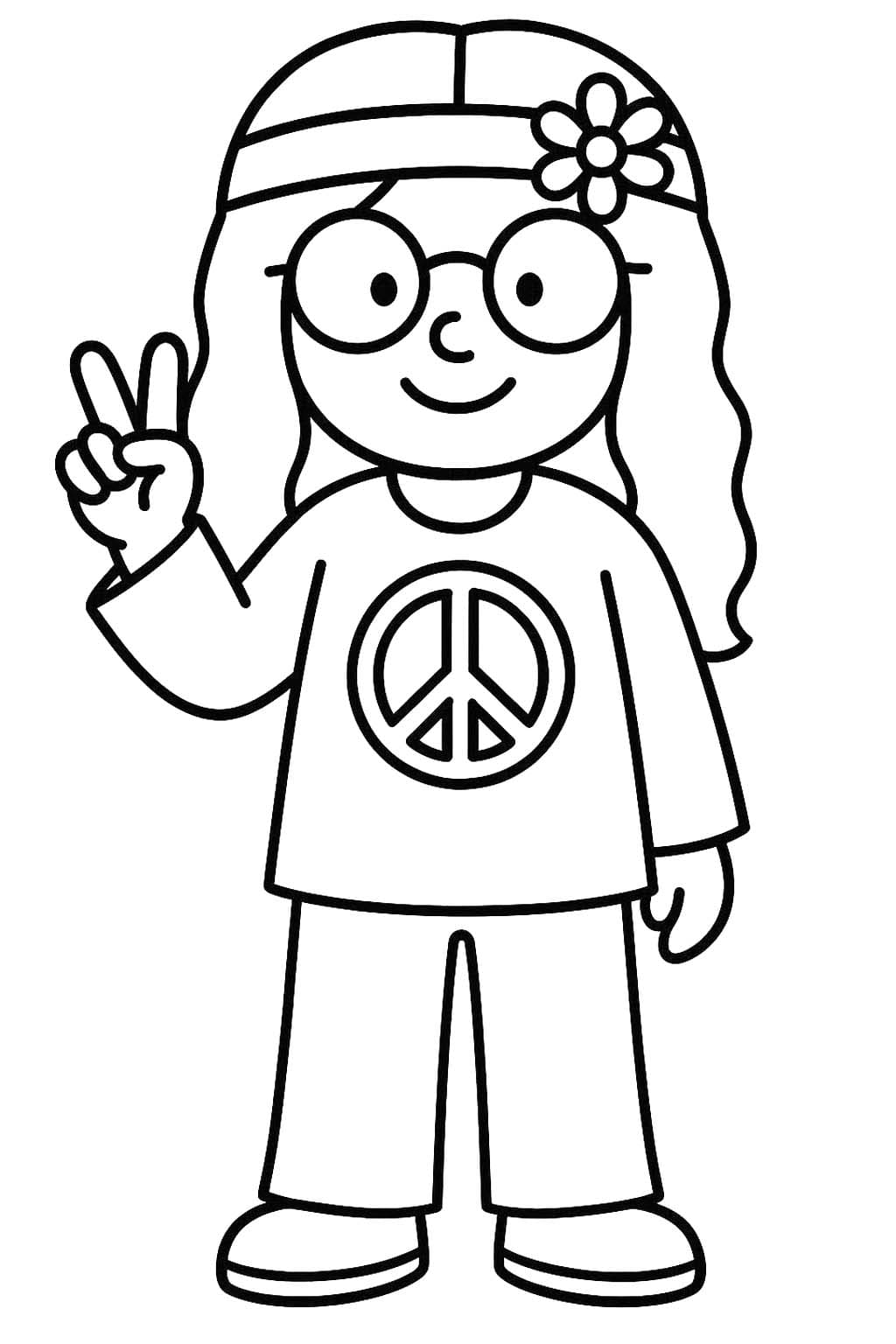 Hippi ücretsiz Boyama Sayfası