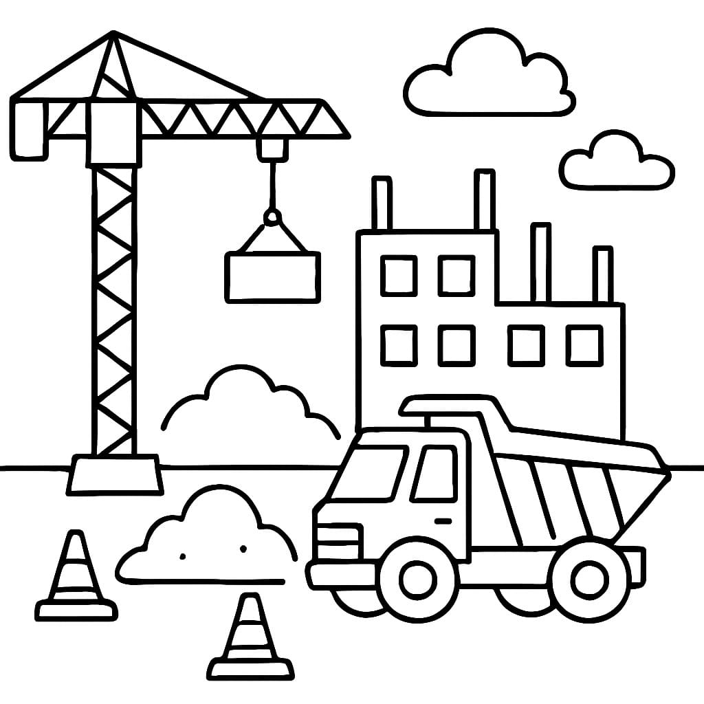 İnşaat Alanı Ücretsiz Boyama Sayfası