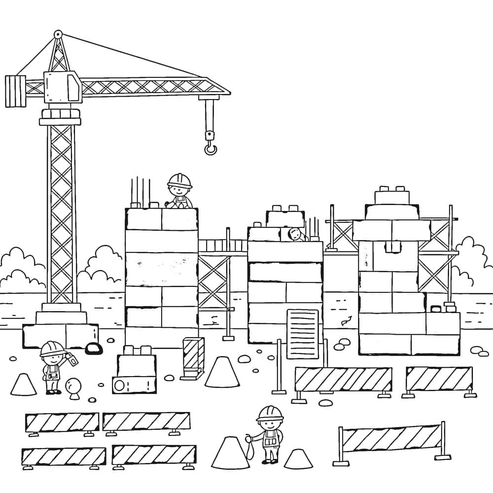 İnşaat Alanı çocuklar için temel Boyama Sayfası