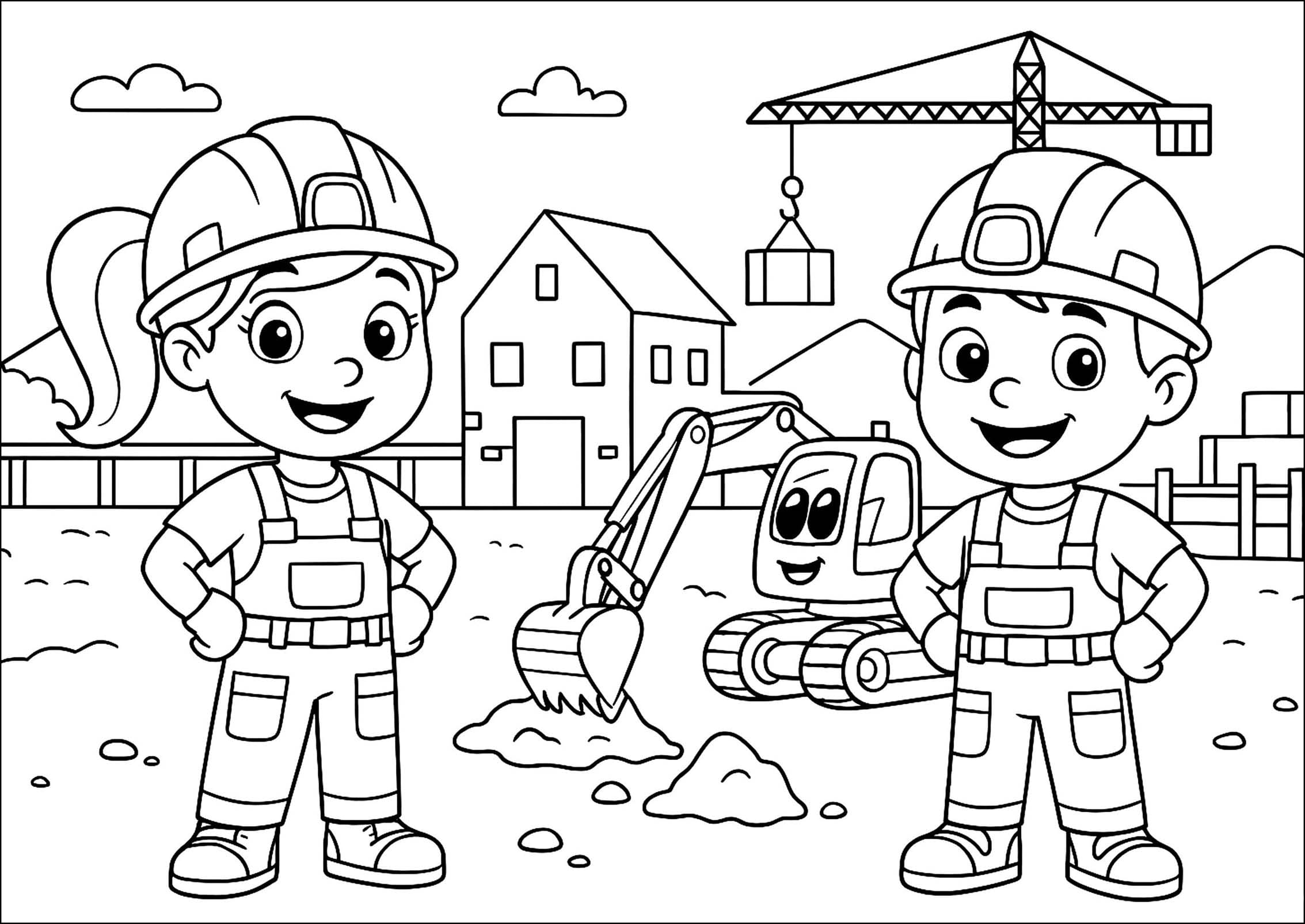 İnşaat Alanı kolay Boyama Sayfası