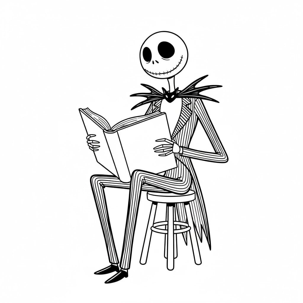 Jack Skellington çocuklar için kolay Boyama Sayfası