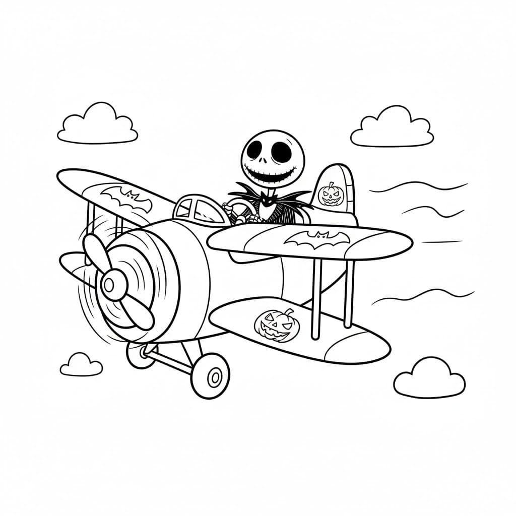 Jack Skellington çocuklar için temel Boyama Sayfası