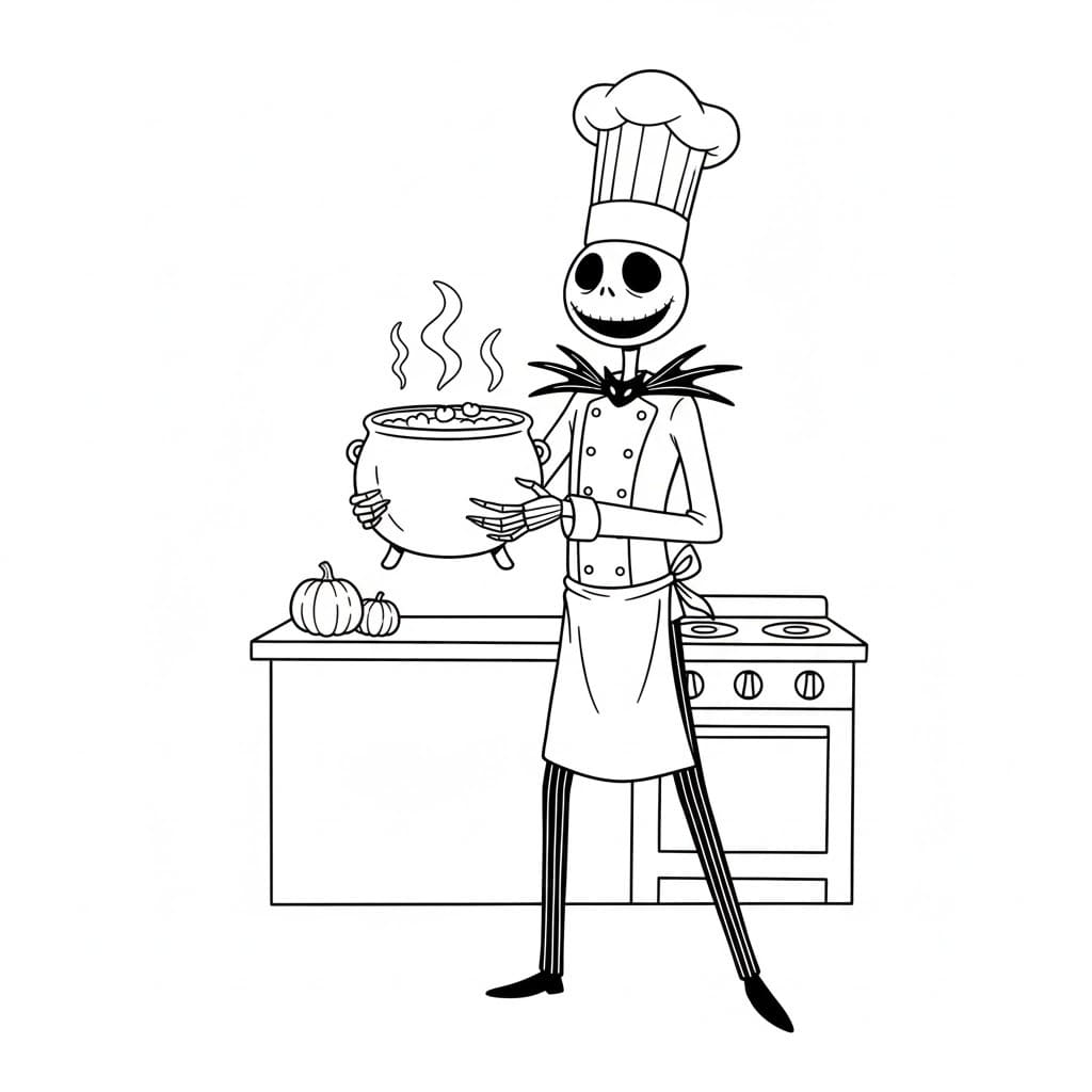 Jack Skellington çocuklar için ücretsiz yazdırılabilir Boyama Sayfası