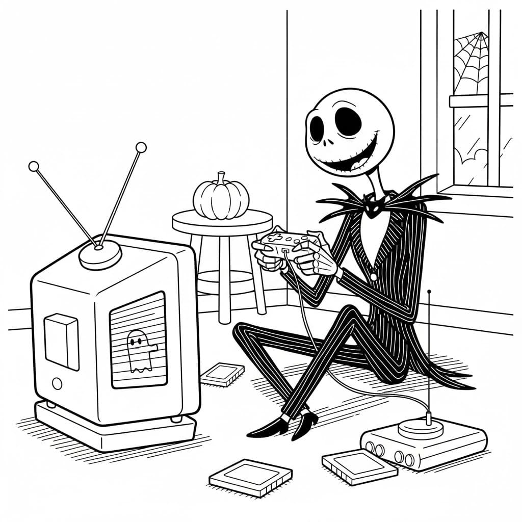 Jack Skellington çocuklar için yazdırılabilir Boyama Sayfası