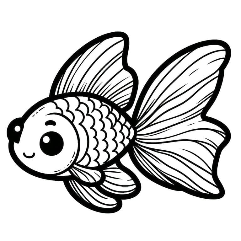 Japon Balığı Sevimli Boyama Sayfası