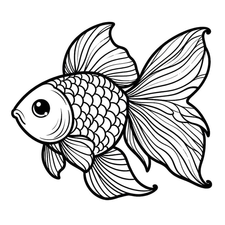 Japon Balığı temel Boyama Sayfası