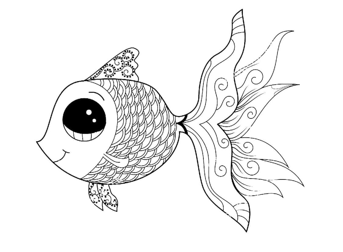 Japon Balığı ücretsiz basit Boyama Sayfası