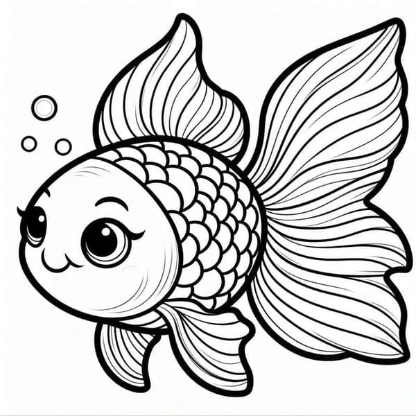 Japon Balığı ücretsiz kolay Boyama Sayfası