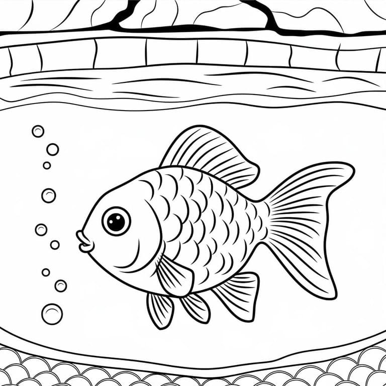 Japon Balığı ücretsiz temel Boyama Sayfası