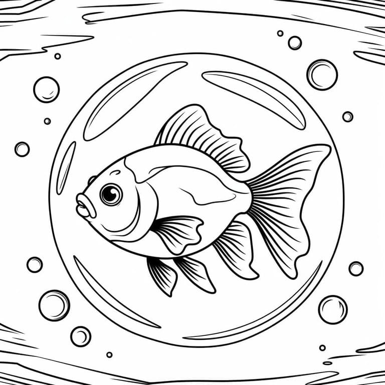 Japon Balığı yazdırılabilir temel Boyama Sayfası