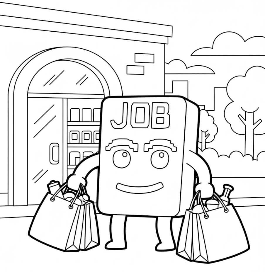 Job Job Job Sahur çizim alışveriş Boyama Sayfası