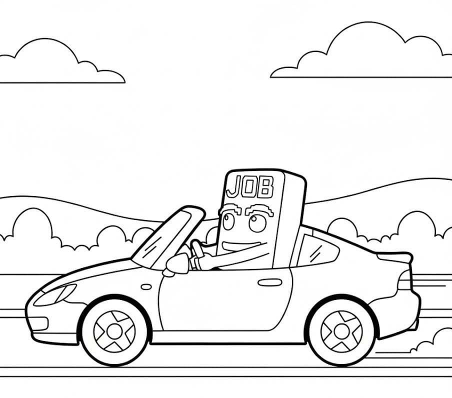 Job Job Job Sahur çizim arabaya git Boyama Sayfası