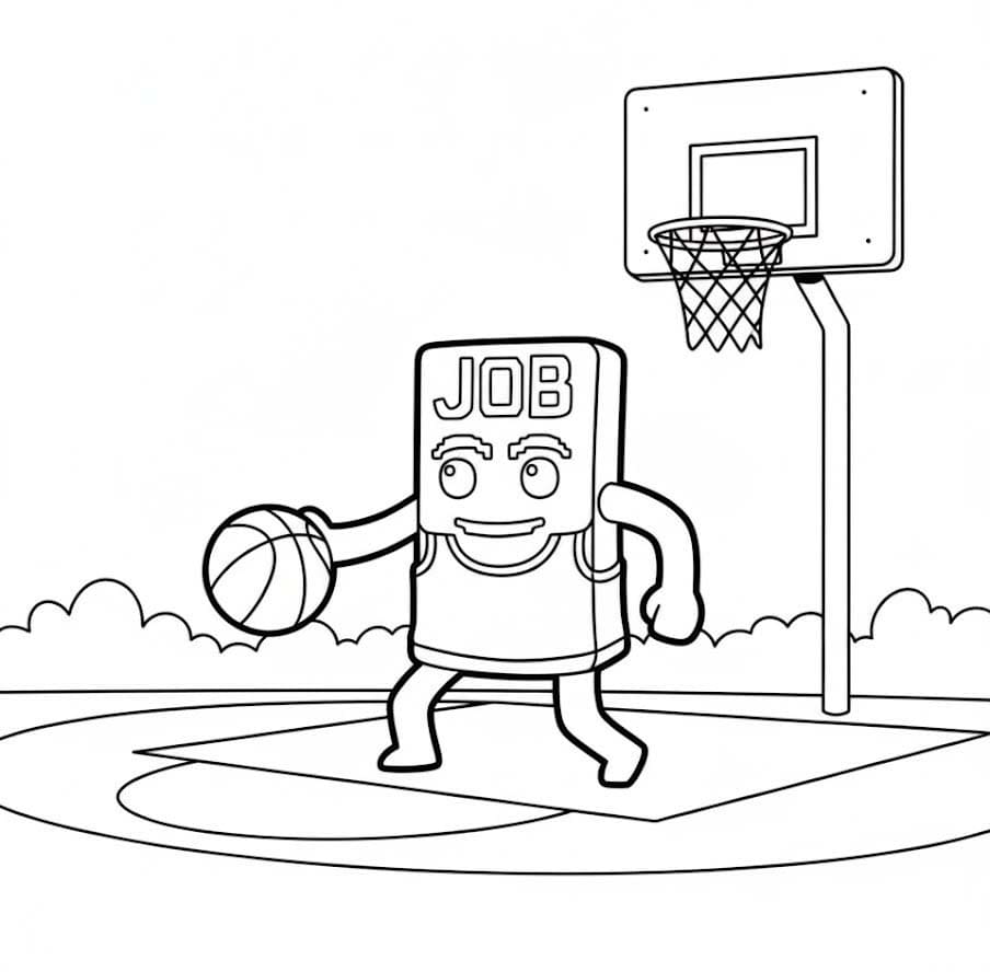 Job Job Job Sahur çizim basketbol oynamak Boyama Sayfası