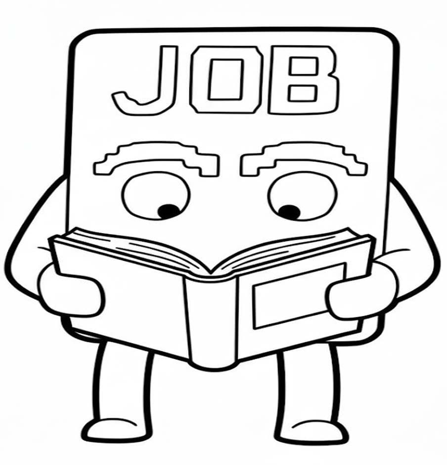 Job Job Job Sahur çizim bir kitap oku Boyama Sayfası