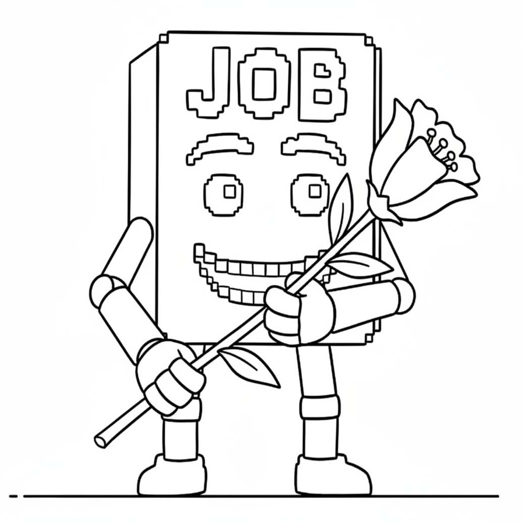 Job Job Job Sahur çizim çiçek tutuyor Boyama Sayfası