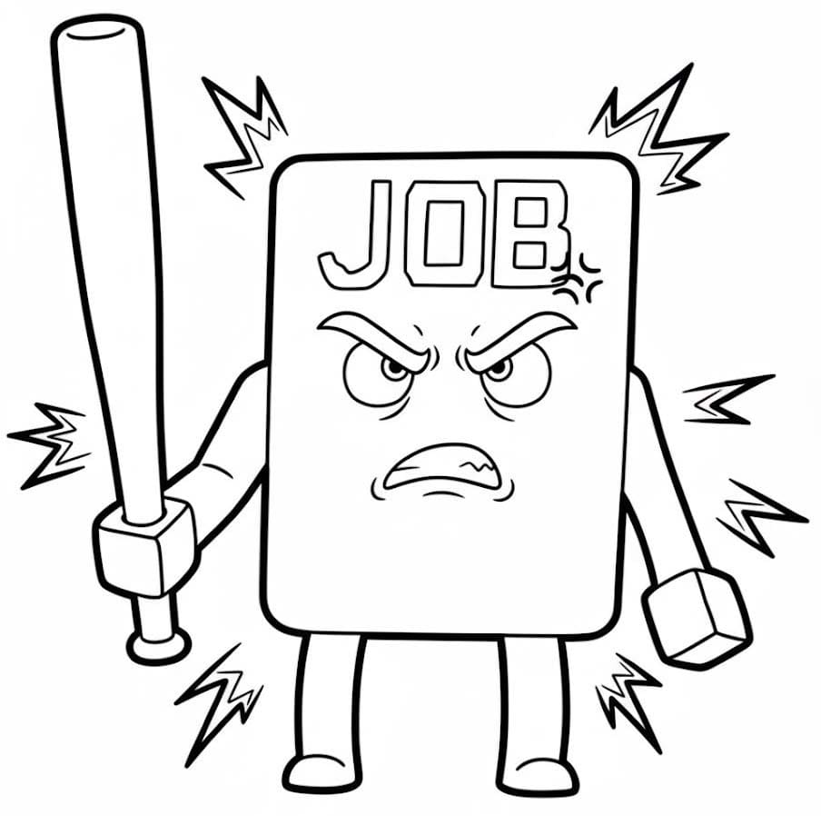 Job Job Job Sahur çizim çok öfkeli Boyama Sayfası
