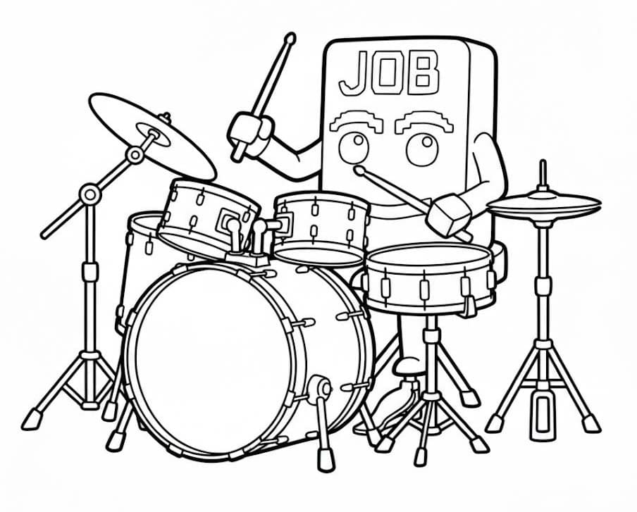 Job Job Job Sahur çizim davul çalmak Boyama Sayfası