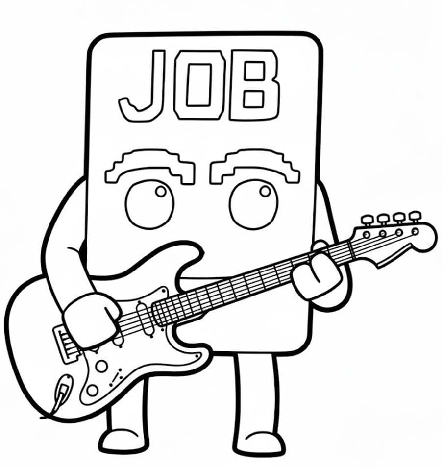 Job Job Job Sahur çizim gitar çalmak Boyama Sayfası