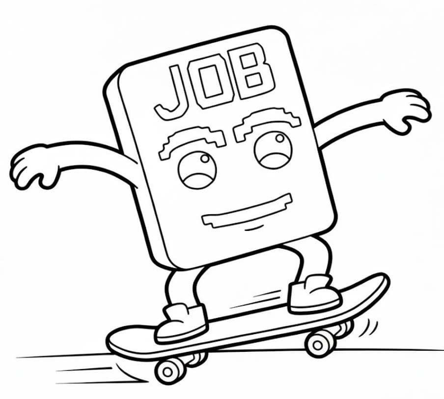 Job Job Job Sahur çizim kaykay Boyama Sayfası