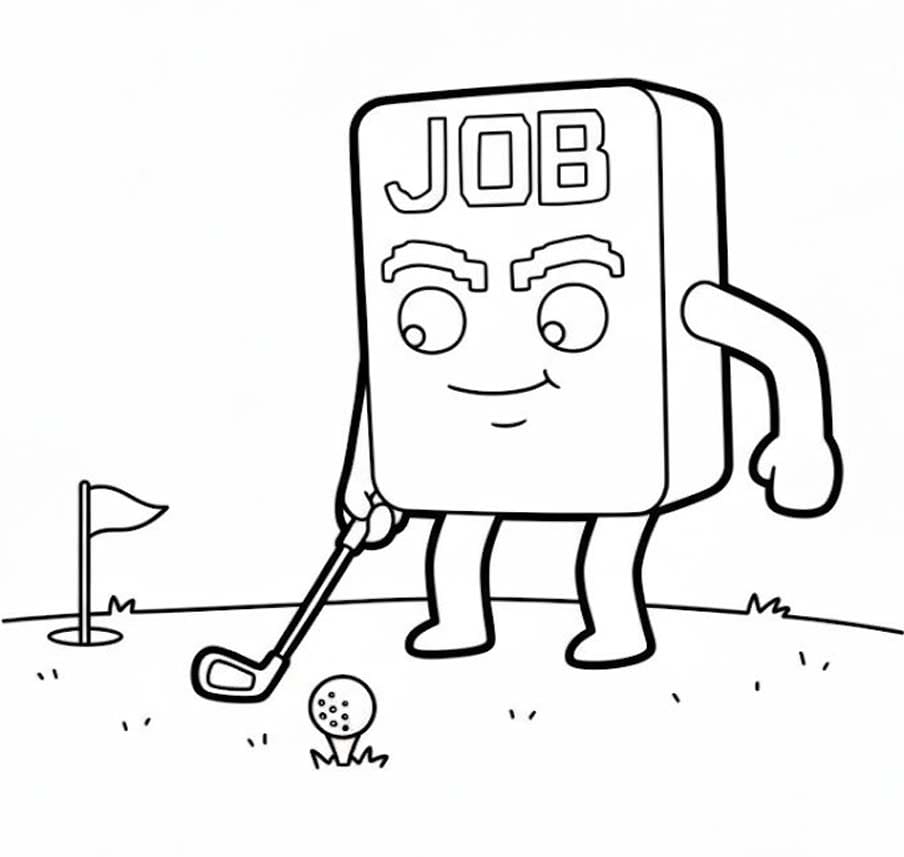 Job Job Job Sahur çizim oynamak golf Boyama Sayfası