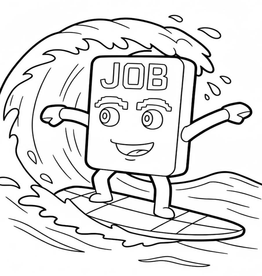 Job Job Job Sahur çizim sörf Boyama Sayfası