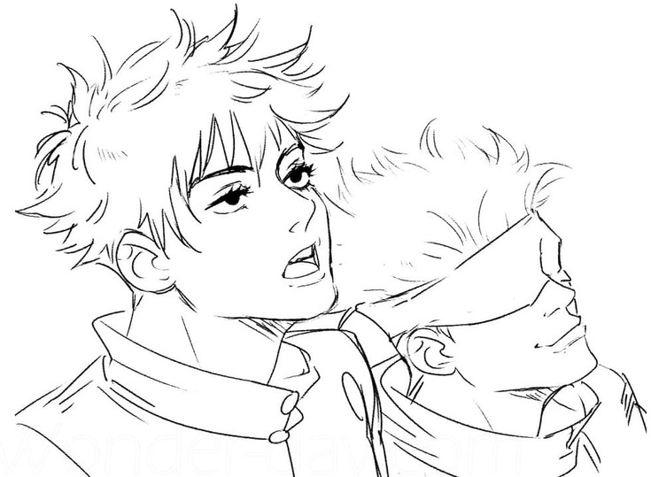 Jujutsu Kaisen çocuklar için basit Boyama Sayfası