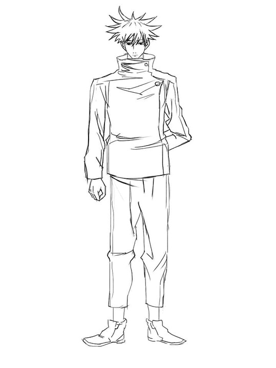 Jujutsu Kaisen yazdırılabilir basit Boyama Sayfası