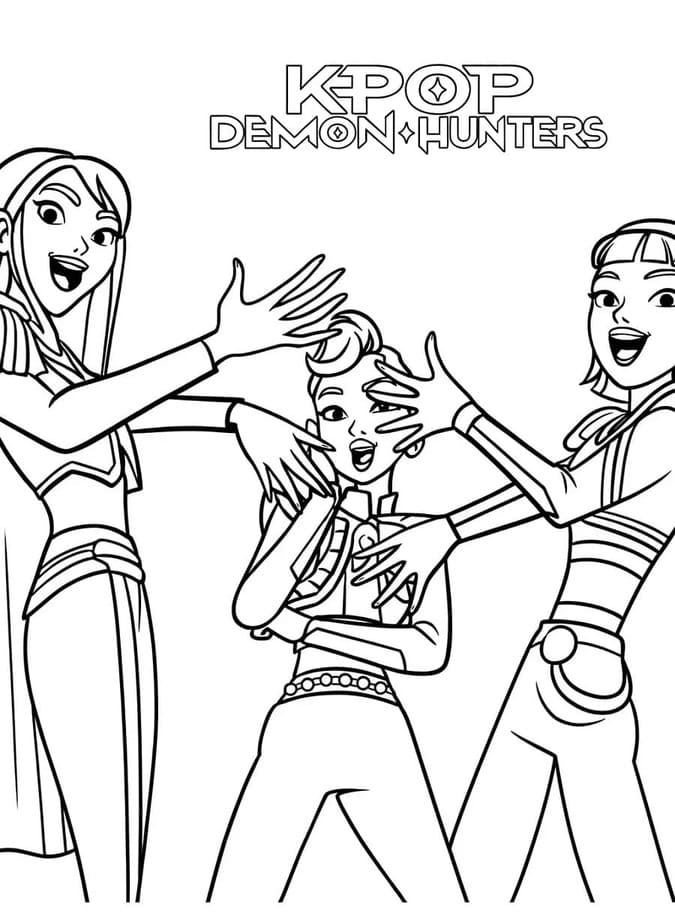 KPop Demon Hunters Ücretsiz Boyama Sayfası