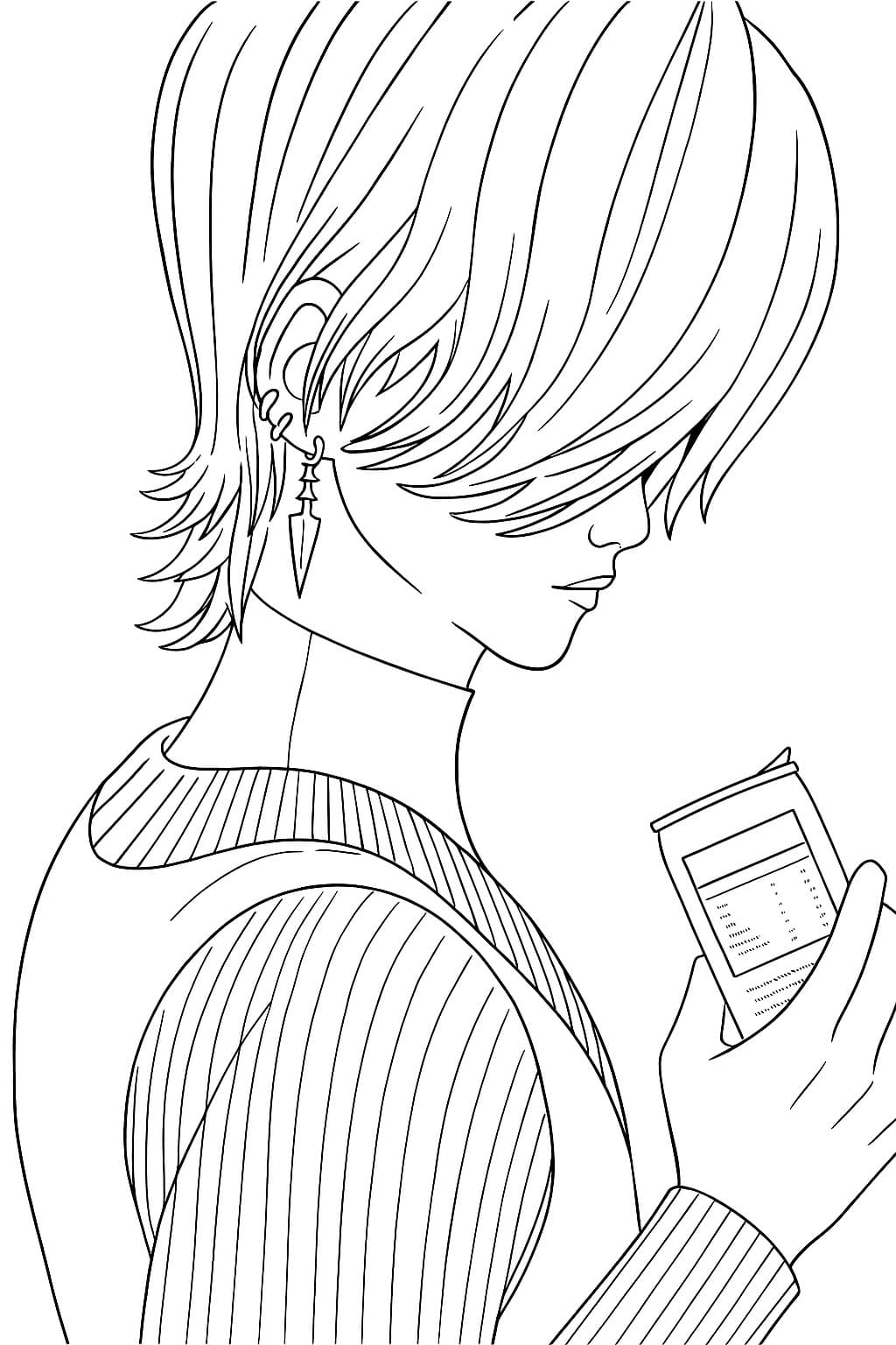 KPop Demon Hunters çocuklar için basit Boyama Sayfası