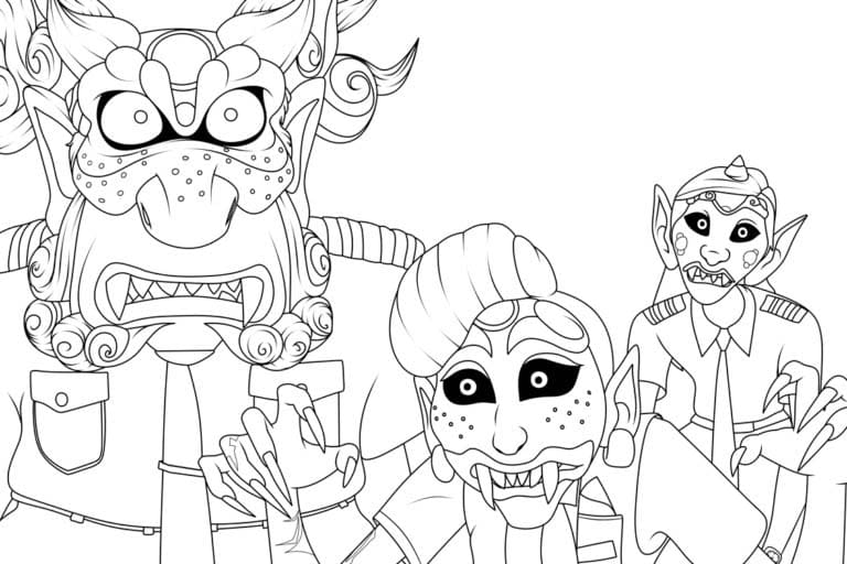 KPop Demon Hunters çocuklar için yazdırılabilir Boyama Sayfası