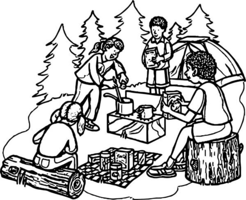 Kamp Çizimi 4 Boyama Sayfası