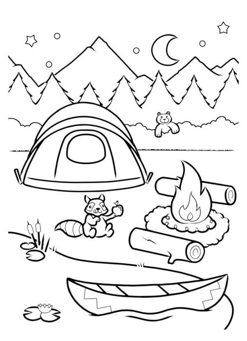 Kamp Çizimi 8 Boyama Sayfası