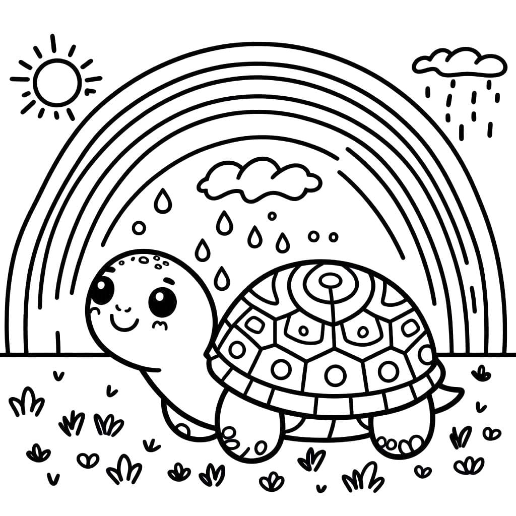 Kaplumbağa temel çizimi Boyama Sayfası